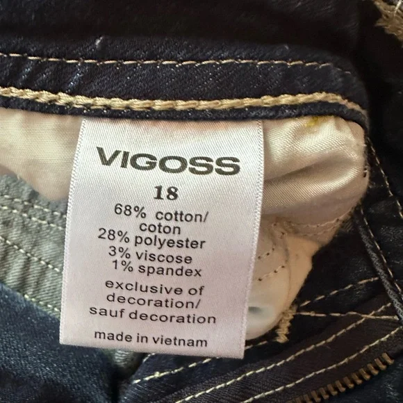 Vigoss Dark Blue Flare Jeans size 18 embellished pockets like new bootcut faded - Picture 9 of 14